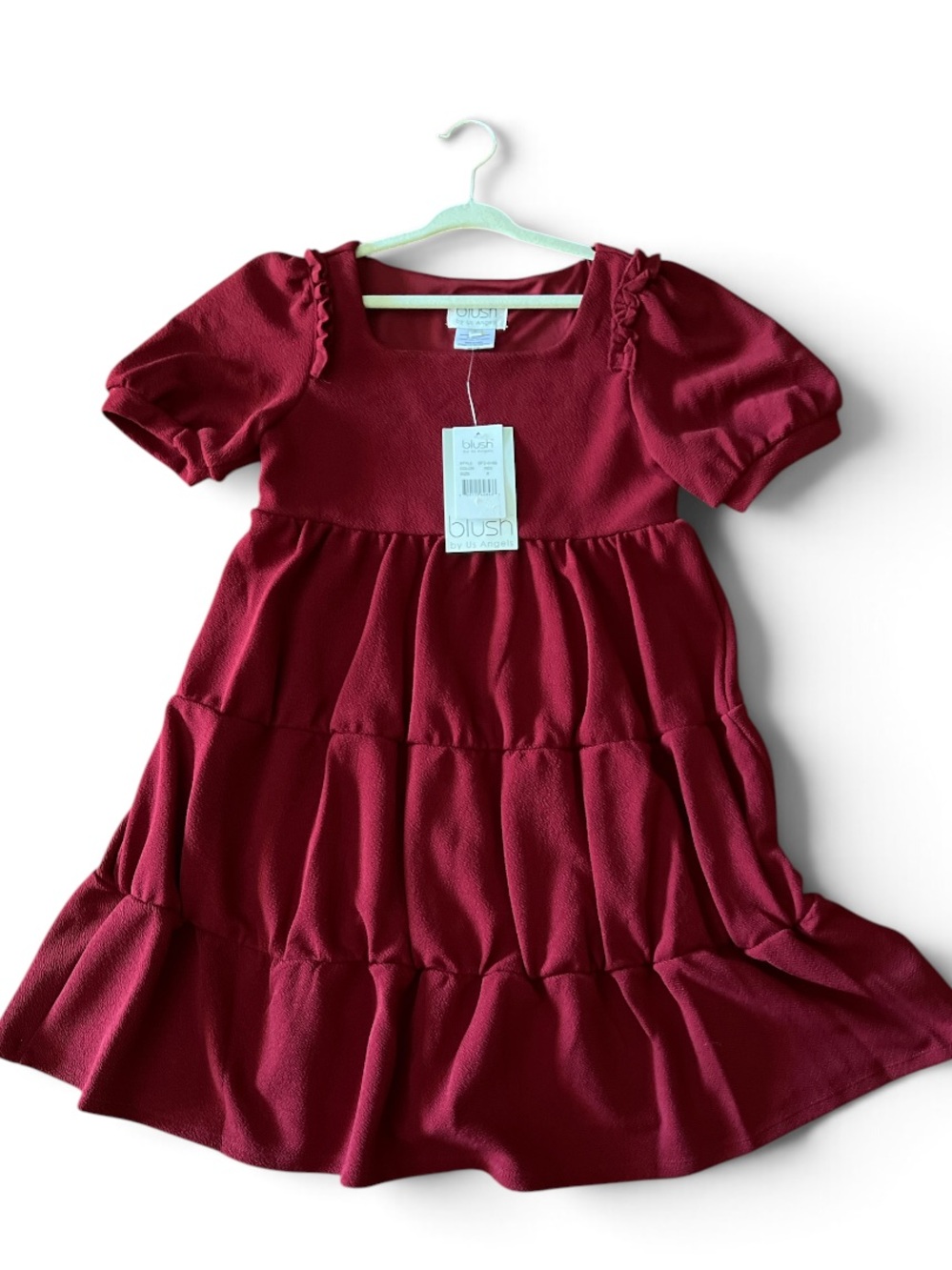 Blush by Us Angels Deep Red Tiered Dress 8